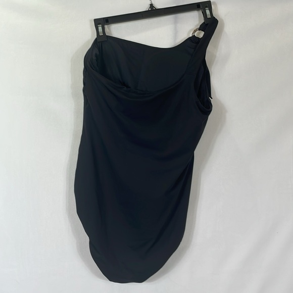 Seafolly One Shoulder One-piece Swimsuit Black Maillot Size 12 EUC - Picture 4 of 15